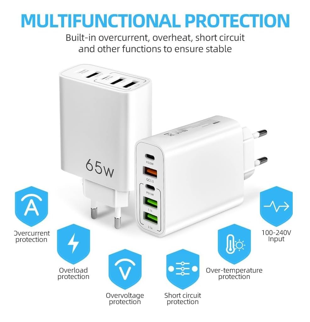 5-port 120W USB Type C Fast Charger